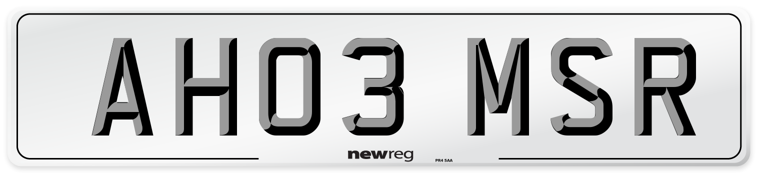 AH03 MSR Number Plate from New Reg